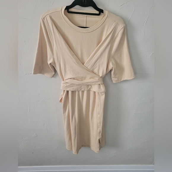 Lululemon Pima Cotton Wrap T Shirt Dress Butter Yellow Size 10 - Picture 3 of 6